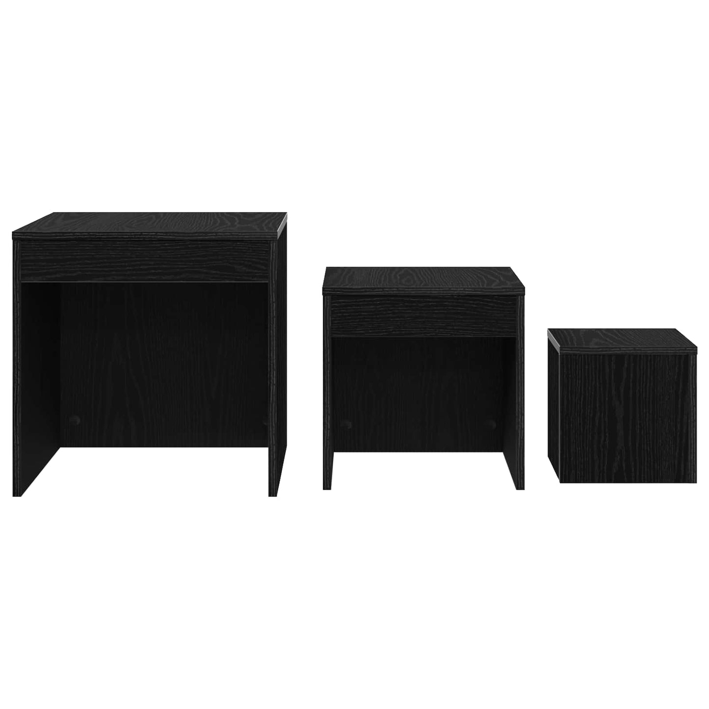 Couchtisch 3 stk. Schwarz Eichen-Optik 45 x 45 x 45 cm