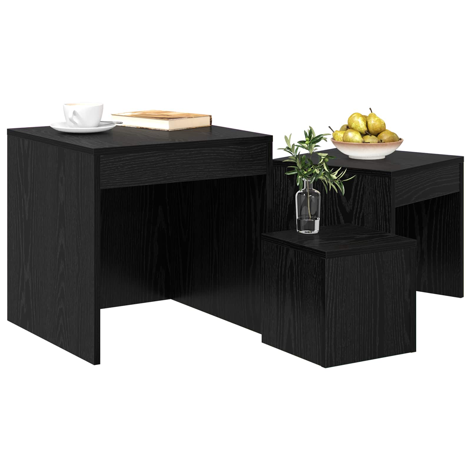 Couchtisch 3 stk. Schwarz Eichen-Optik 45 x 45 x 45 cm