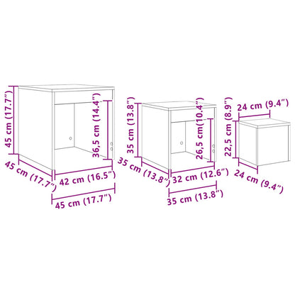 Couchtisch 3 stk. Schwarz Eichen-Optik 45 x 45 x 45 cm