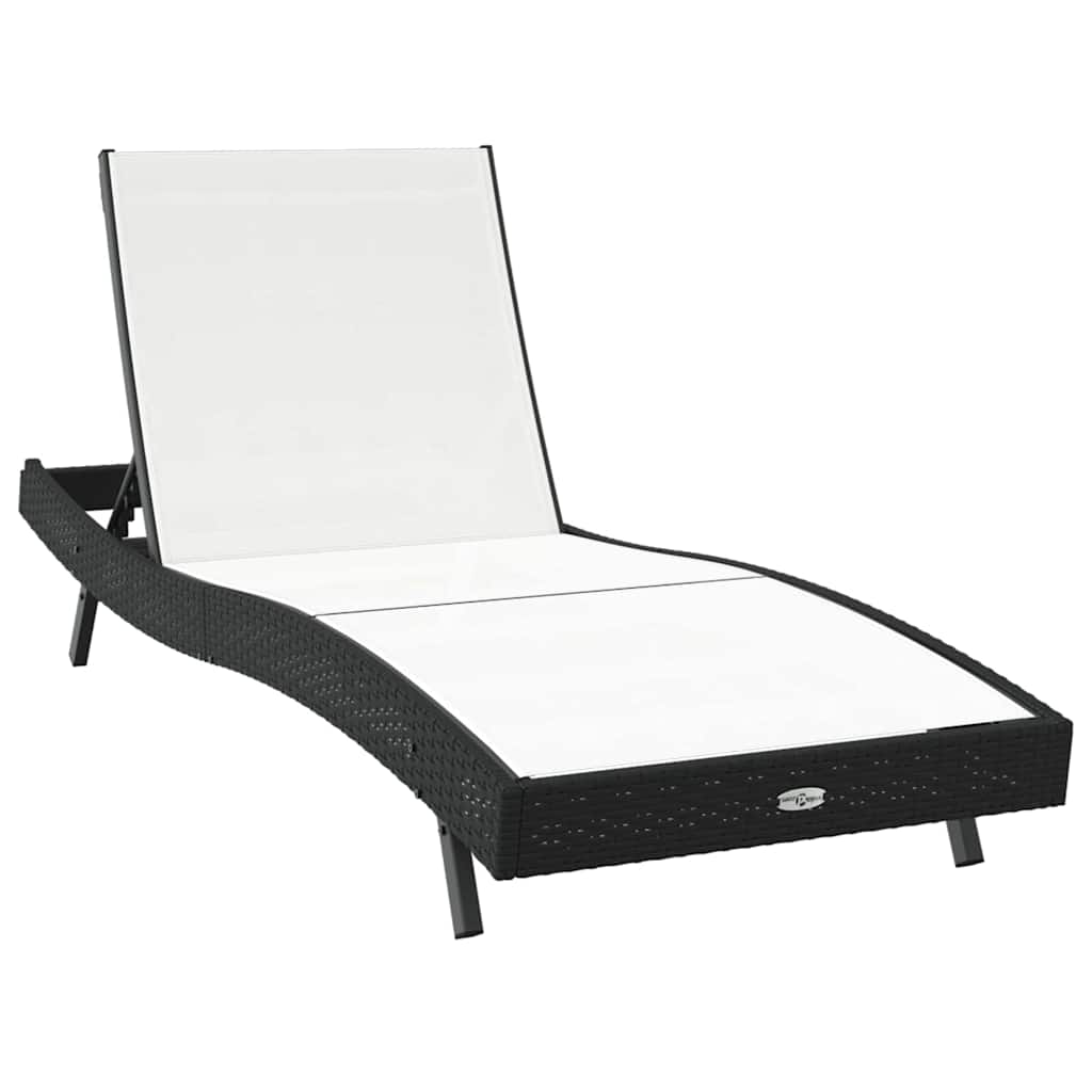 Sonnenliege 3 stk. Poly-Rattan Schwarz und Weiß