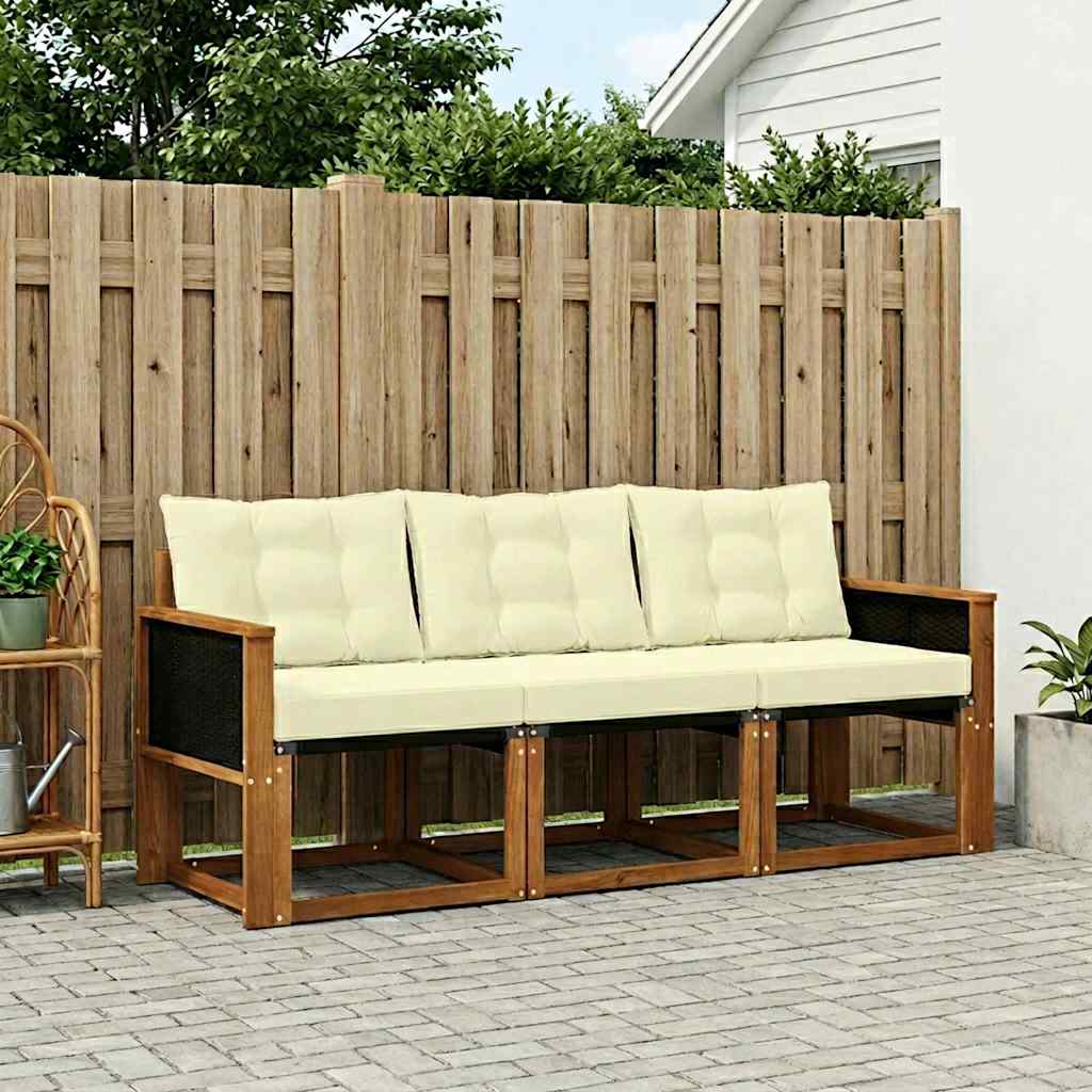 Outdoor-Sofagarnitur 3 stk. Natur und Creme