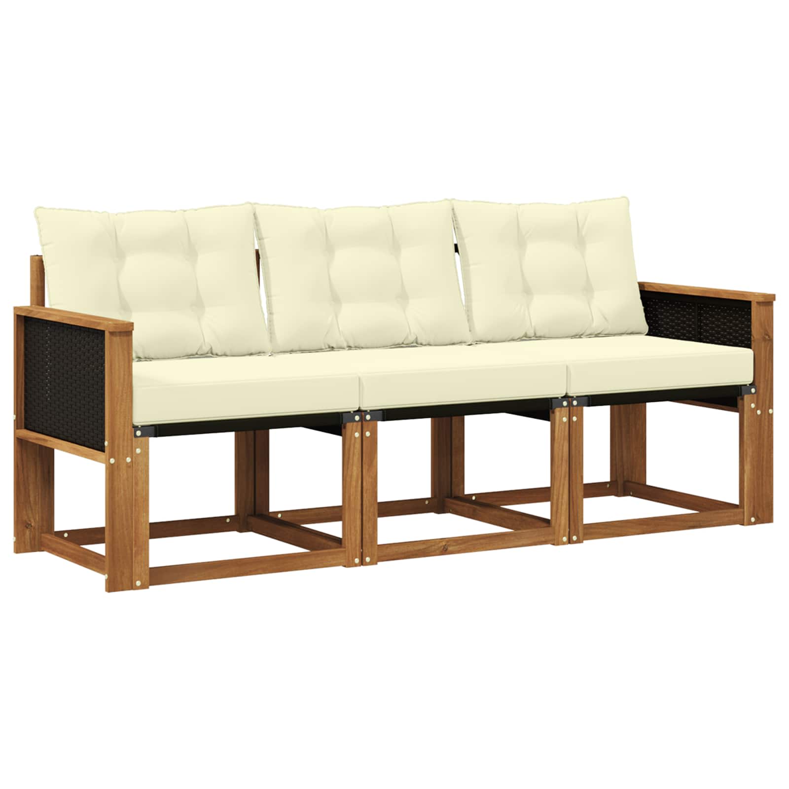Outdoor-Sofagarnitur 3 stk. Natur und Creme