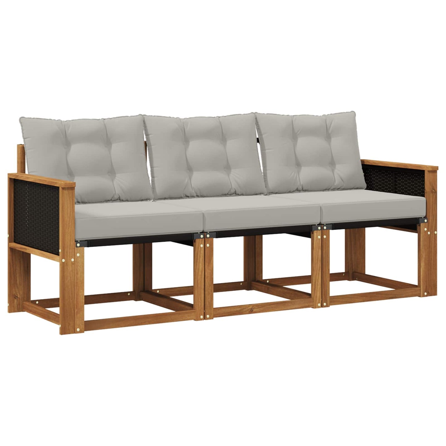 Outdoor-Sofagarnitur mit Kissen 3 pcs Natürlich und Hellgrau