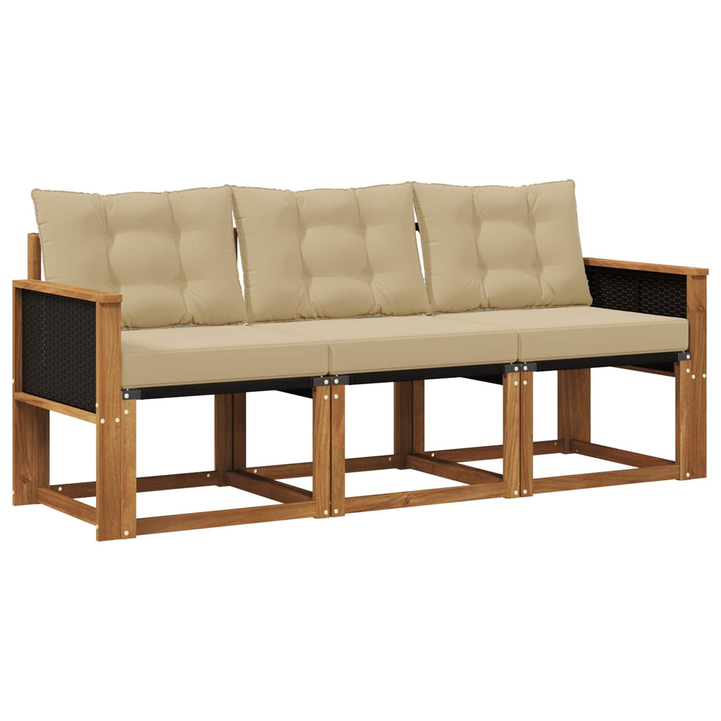 Outdoor-Sofagarnitur mit Kissen 3 pcs Natur und Beige