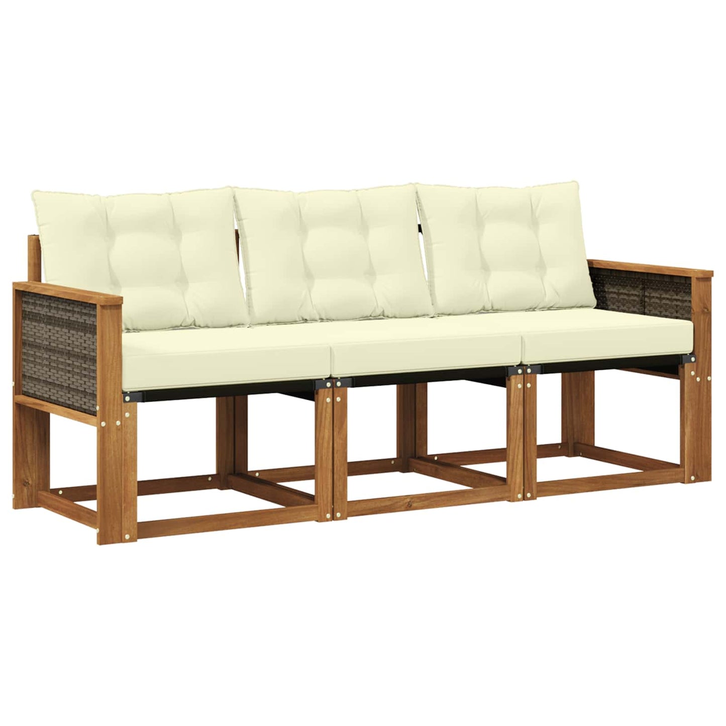 Outdoor-Sofagarnitur mit Kissen 3 pcs Natur und Creme