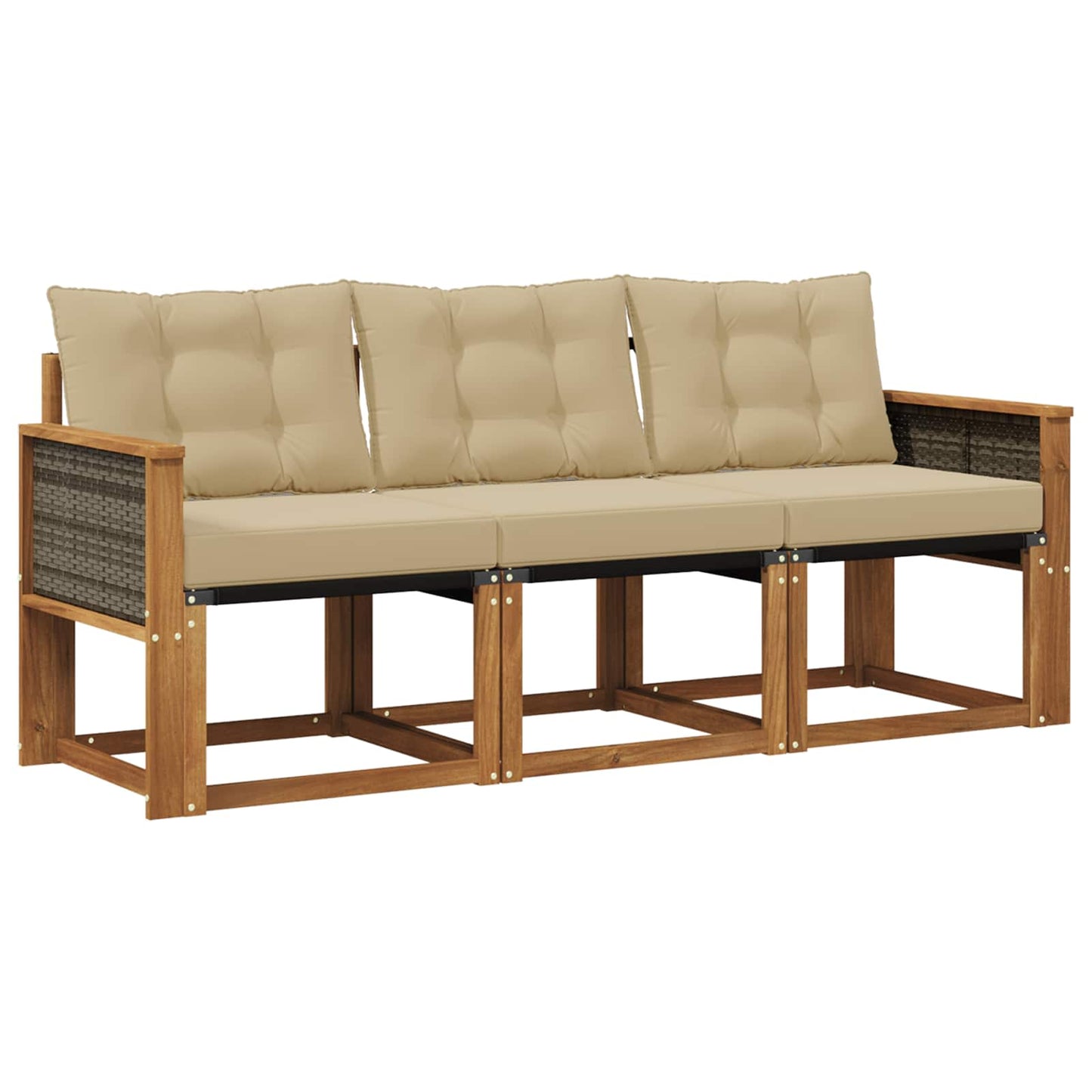 Outdoor-Sofagarnitur mit Kissen 3 pcs Natur und Beige