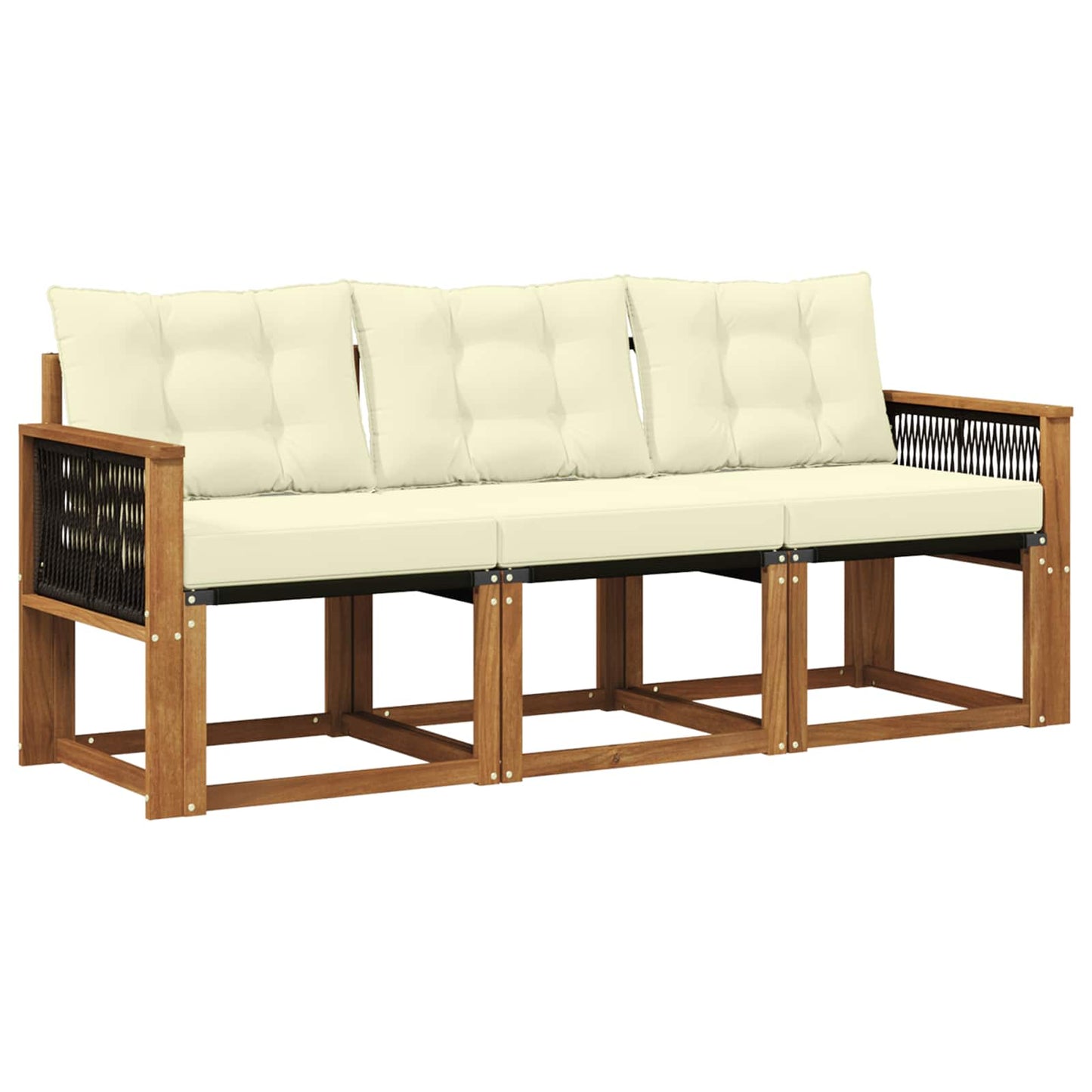 Outdoor-Sofagarnitur mit Kissen 3 pcs Natur und Creme