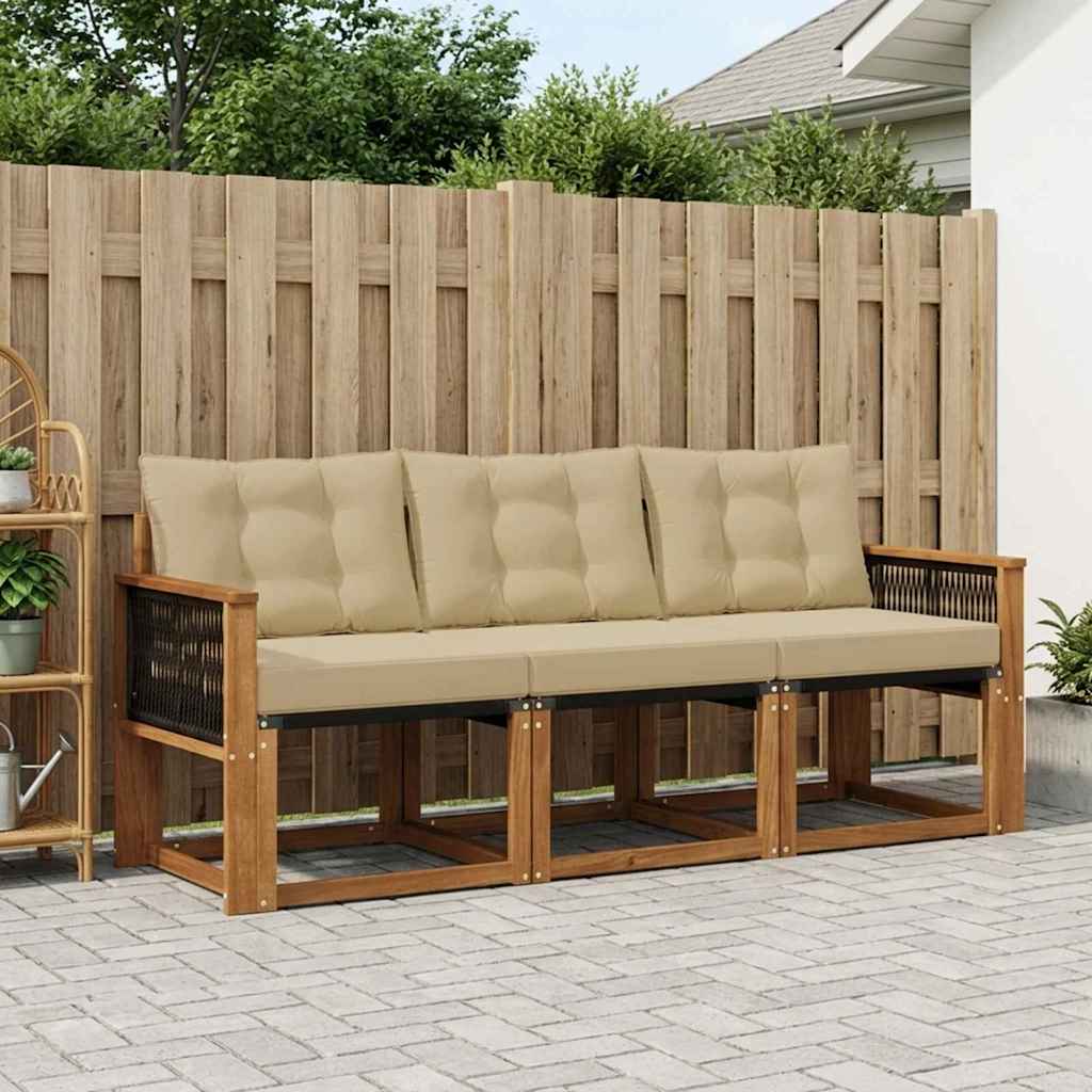 Outdoor-Sofagarnitur 3 stk. Natur und Beige