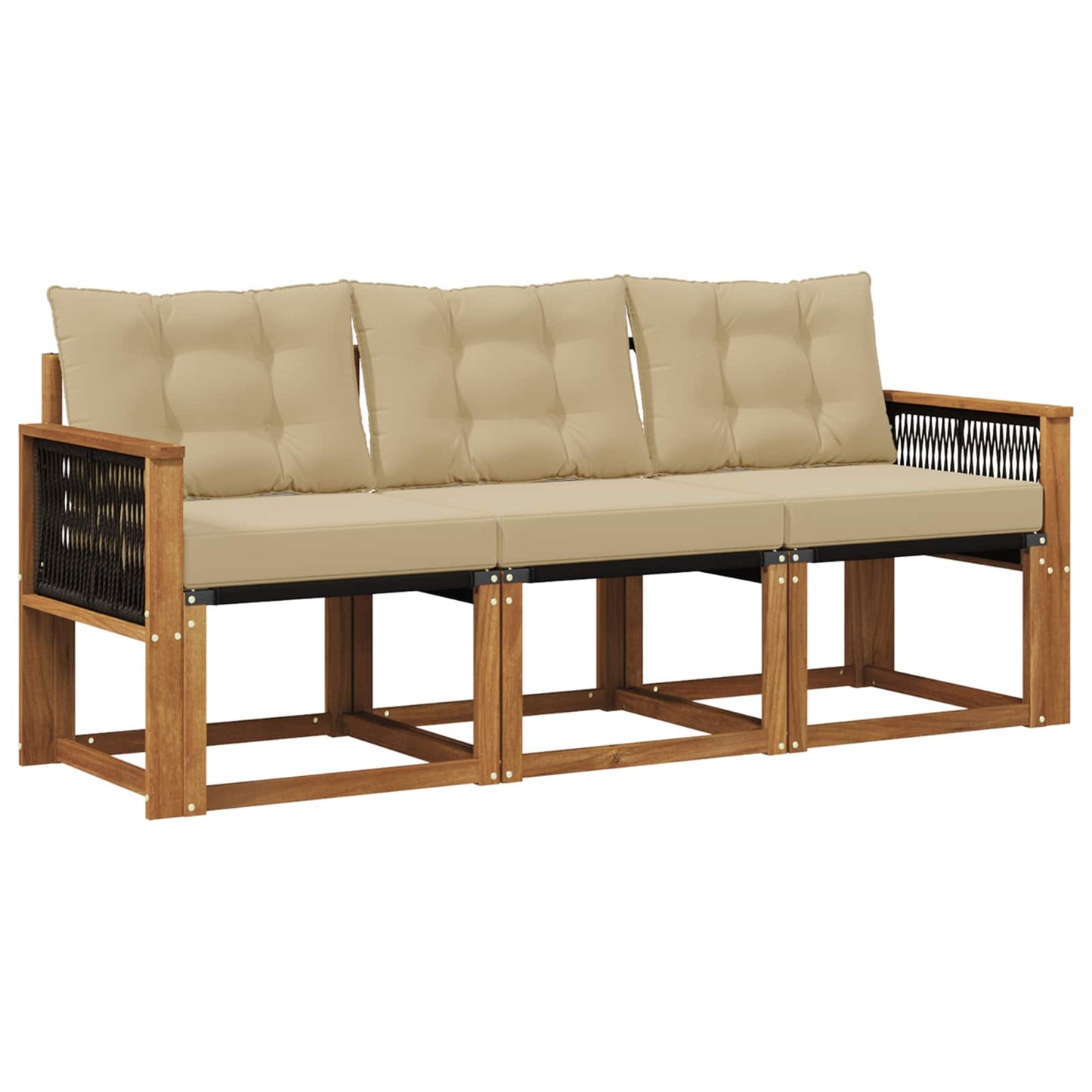 Outdoor-Sofagarnitur 3 stk. Natur und Beige