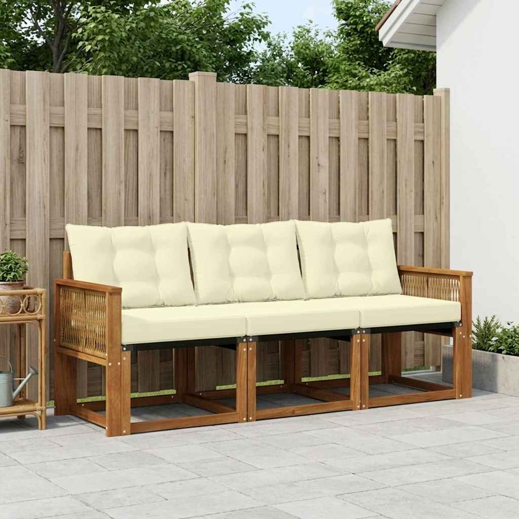 Outdoor-Sofagarnitur 3 stk. Natur und Creme