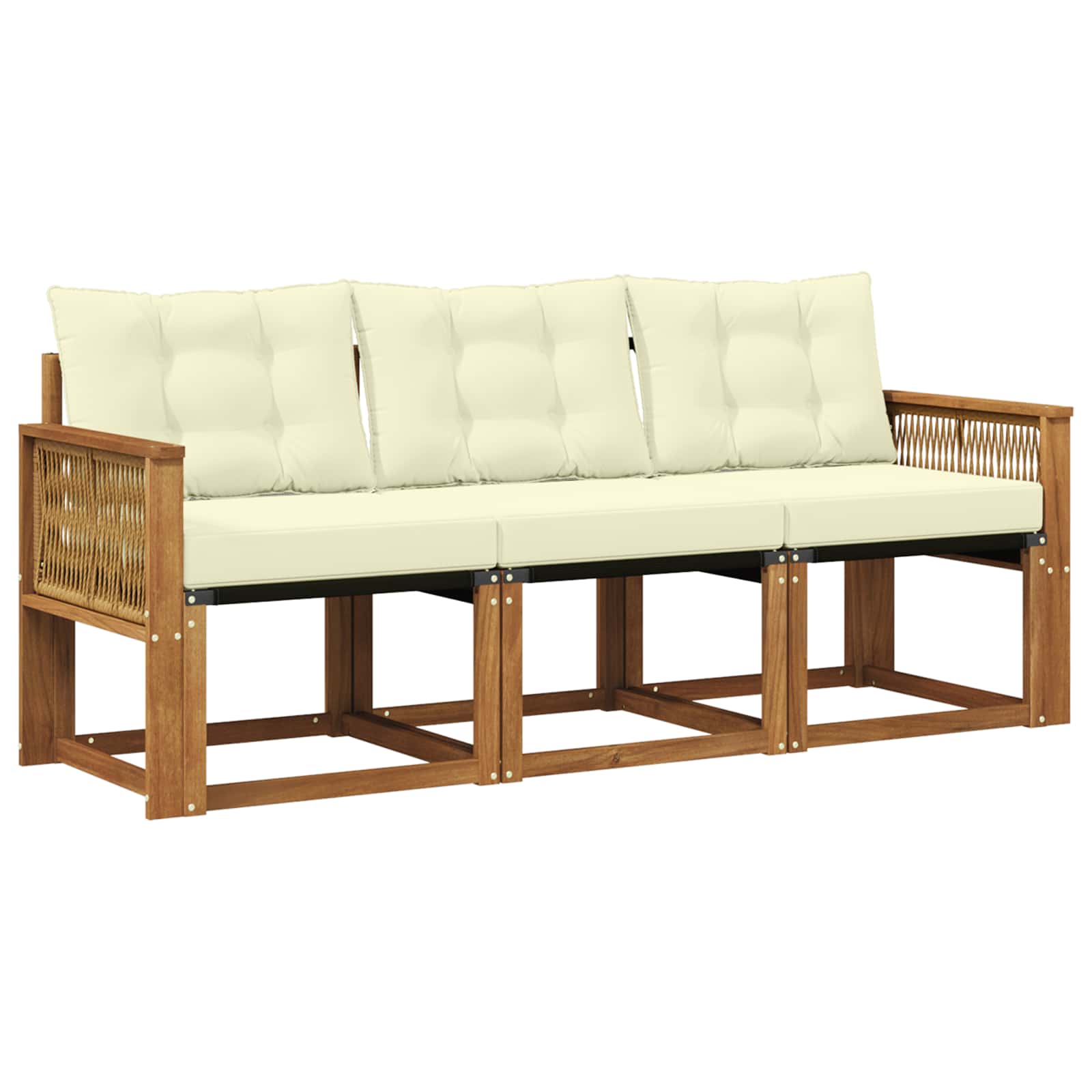 Outdoor-Sofagarnitur 3 stk. Natur und Creme