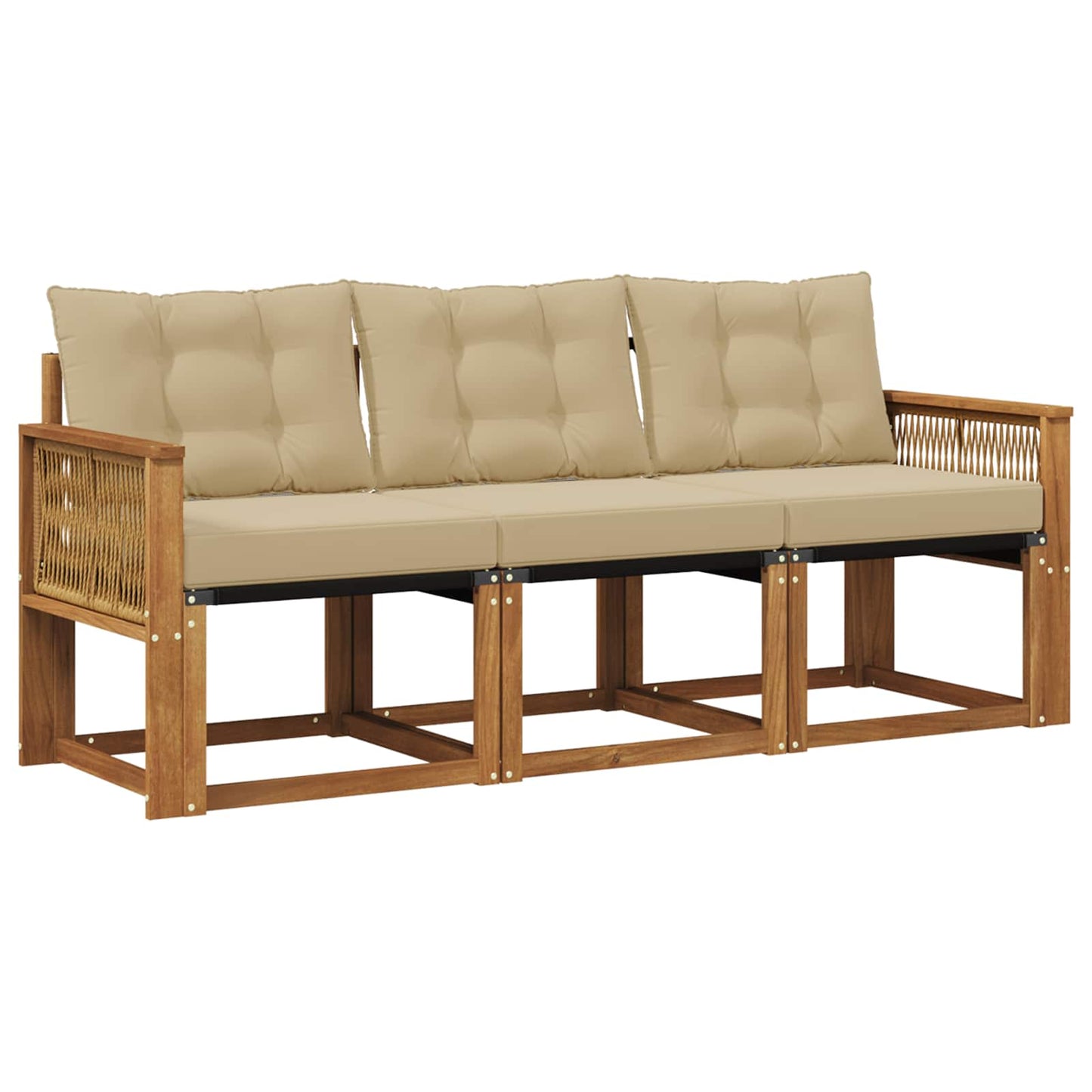 Outdoor-Sofagarnitur 3 stk. Natur und Beige