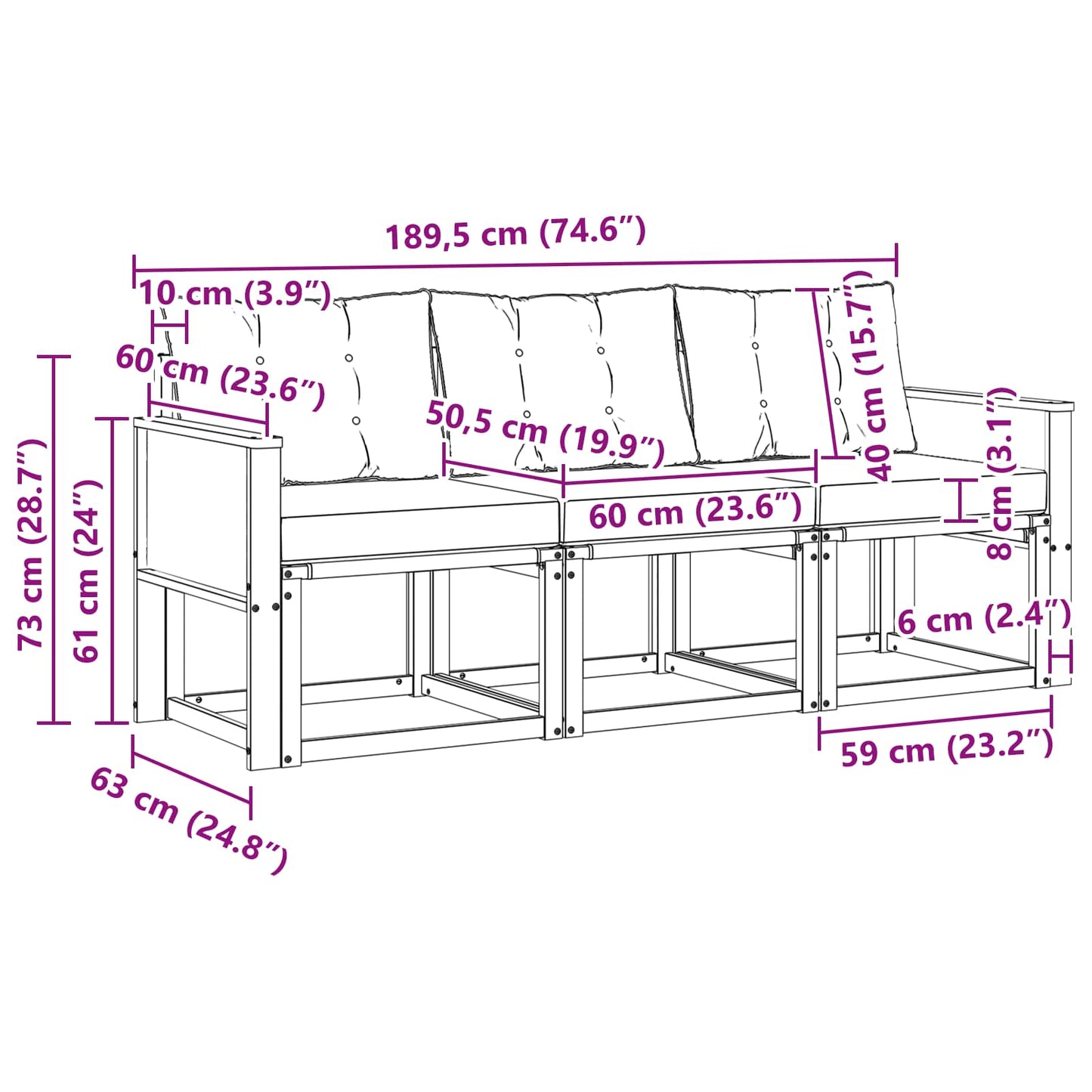 Outdoor-Sofagarnitur 3 stk. Natur und Beige