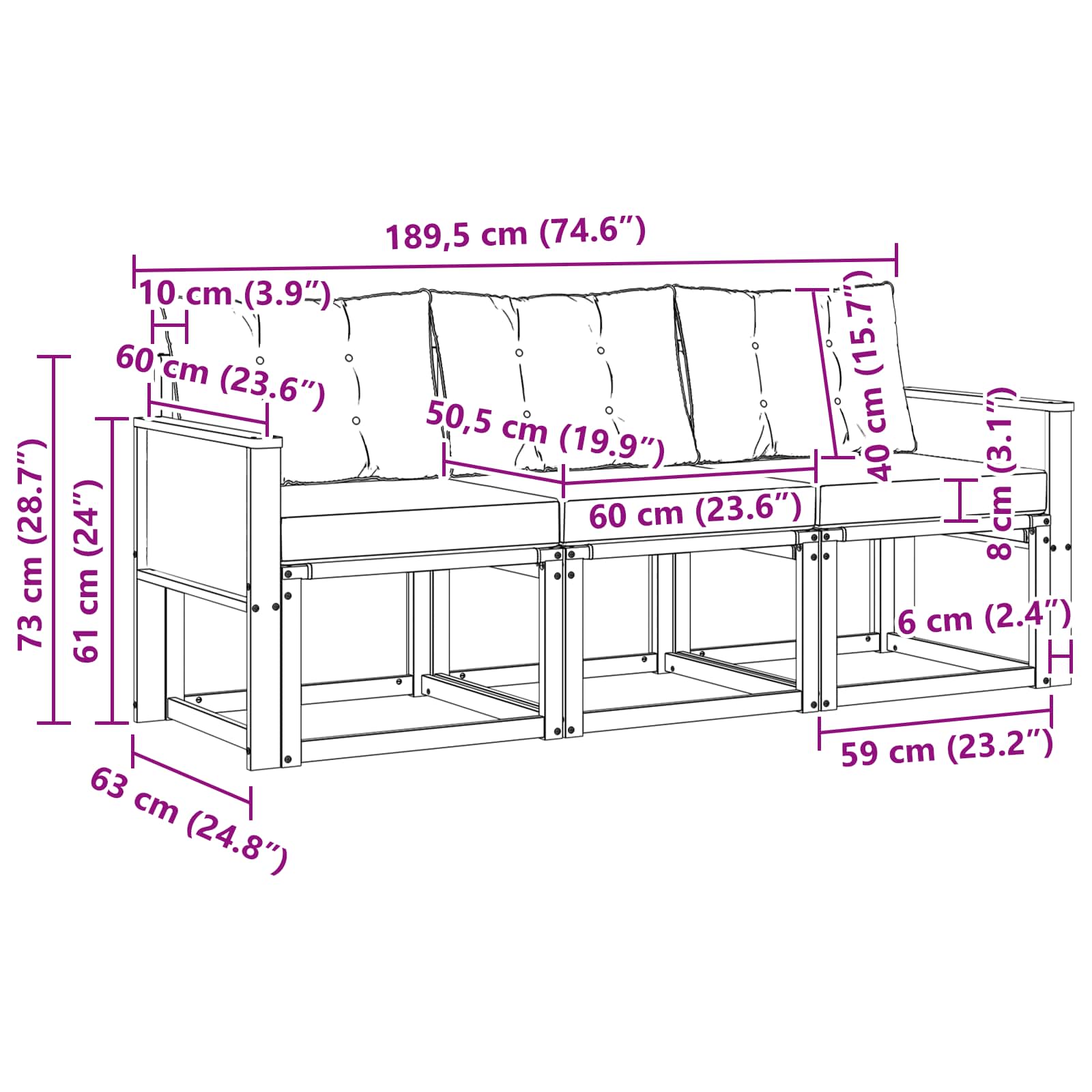 Outdoor-Sofagarnitur 3 stk. Natur und Beige