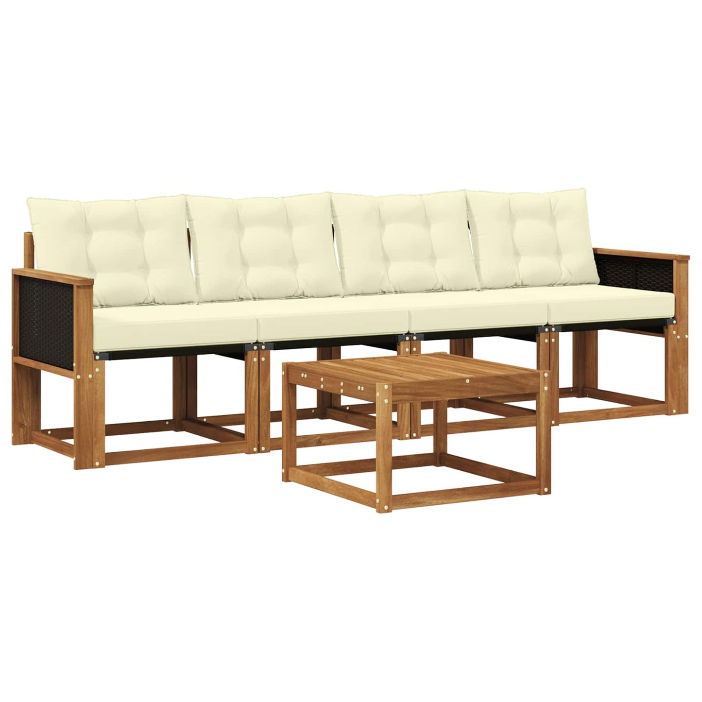 Outdoor-Sofagarnitur mit Kissen 5 pcs Natur und Creme