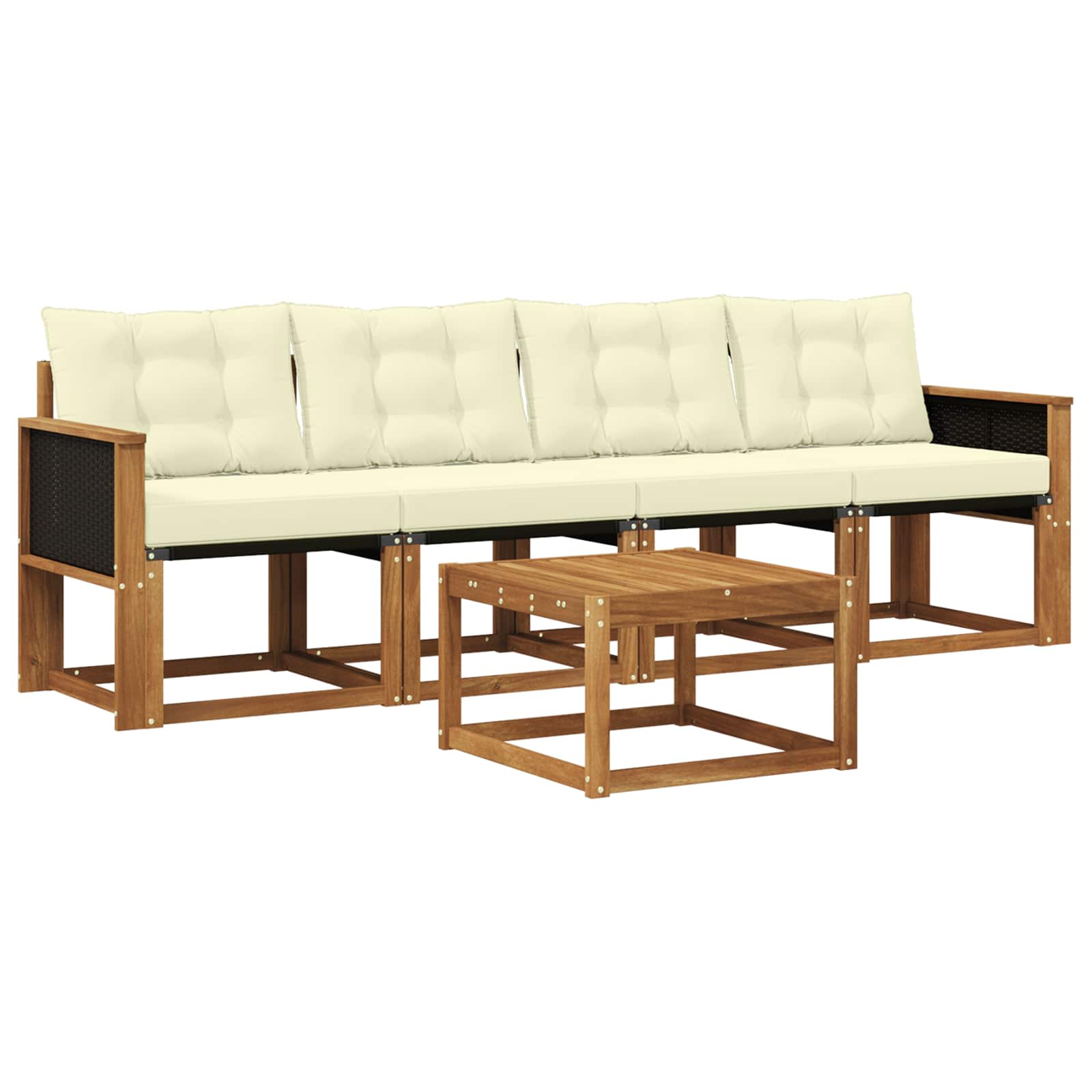 Outdoor-Sofagarnitur mit Kissen 5 pcs Natur und Creme