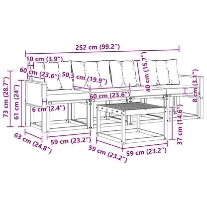 Outdoor-Sofagarnitur 5 stk. Natur und Creme