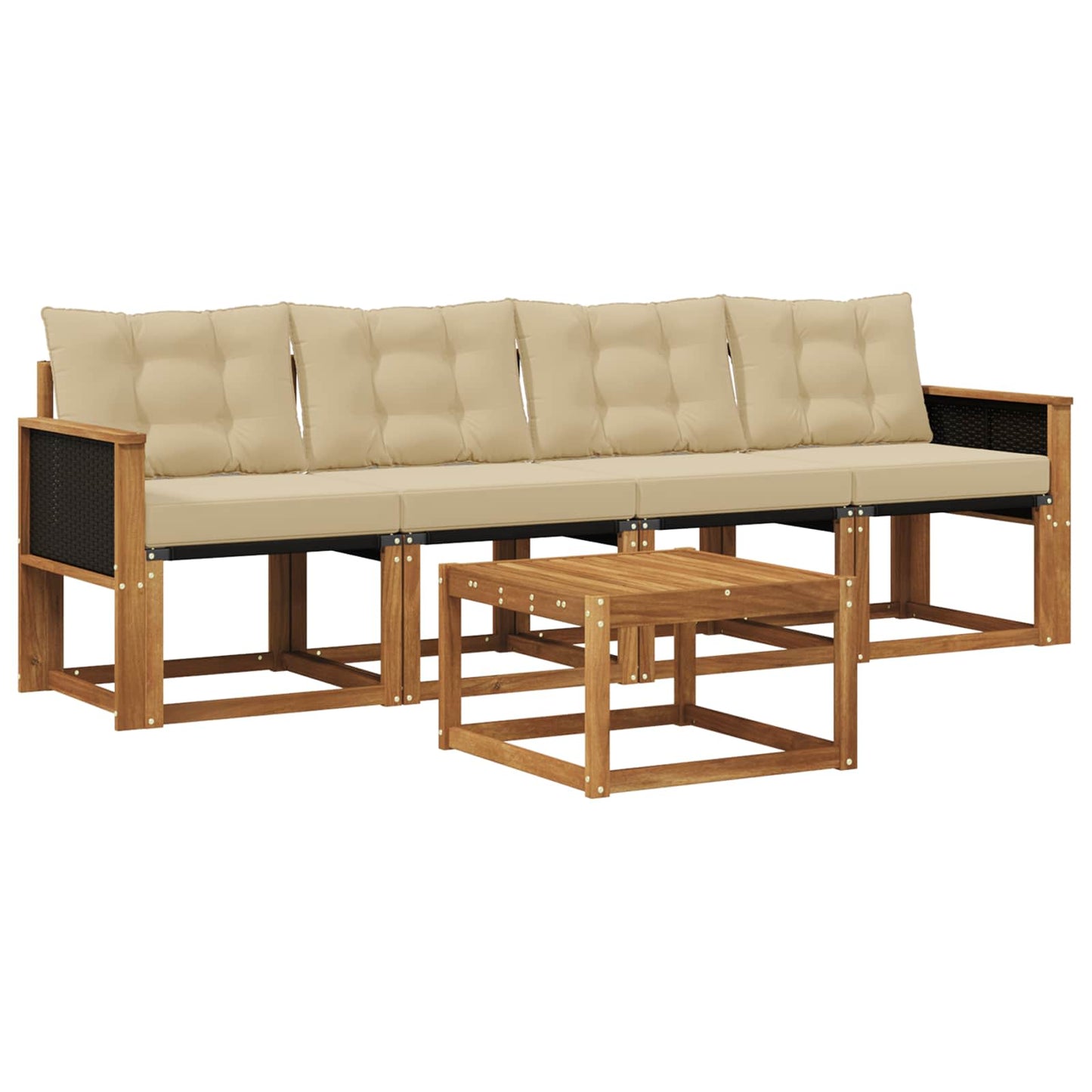 Outdoor-Sofagarnitur mit Kissen 5 pcs Natur und Beige