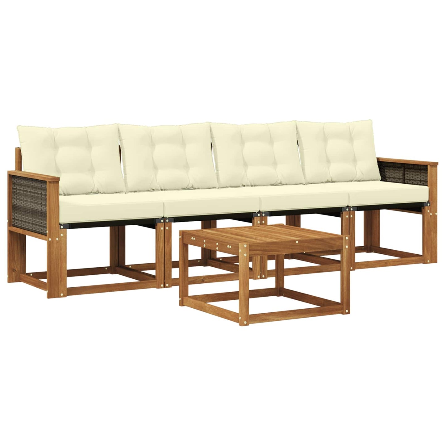 Outdoor-Sofagarnitur 5 stk. Natur und Creme