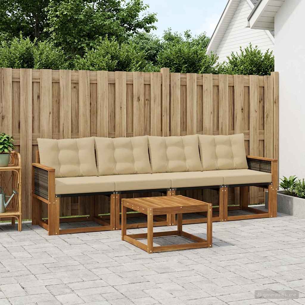 Outdoor-Sofagarnitur 5 stk. Natur und Beige