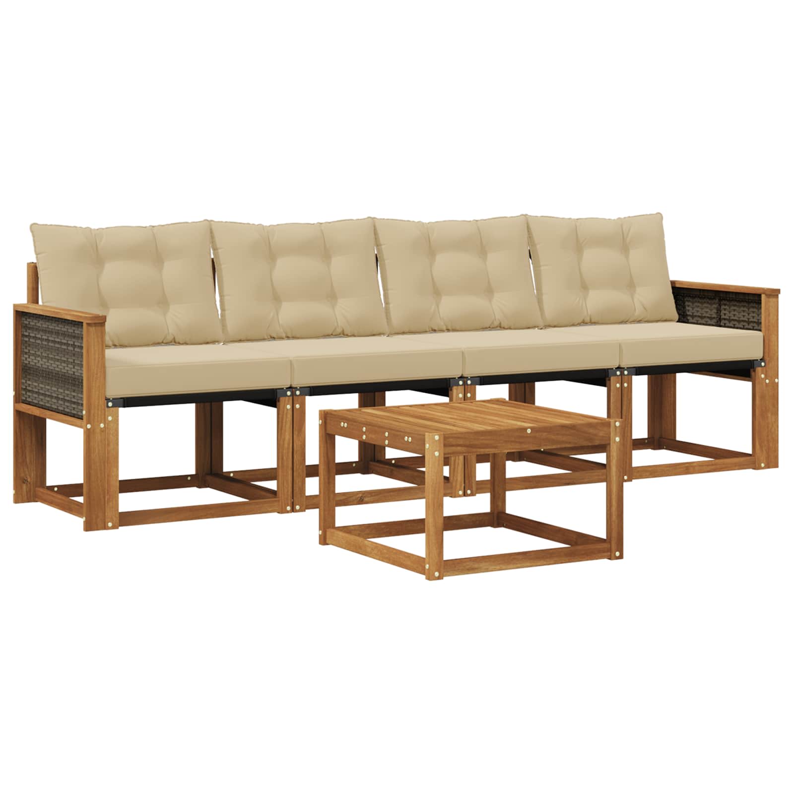 Outdoor-Sofagarnitur 5 stk. Natur und Beige