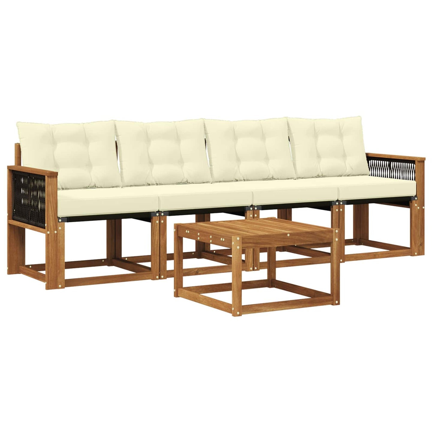Outdoor-Sofagarnitur mit Kissen 5 pcs Natur und Creme