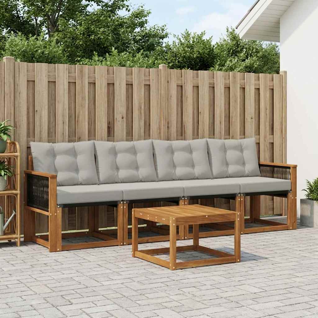 Outdoor-Sofagarnitur 5 stk. Natur und Hellgrau