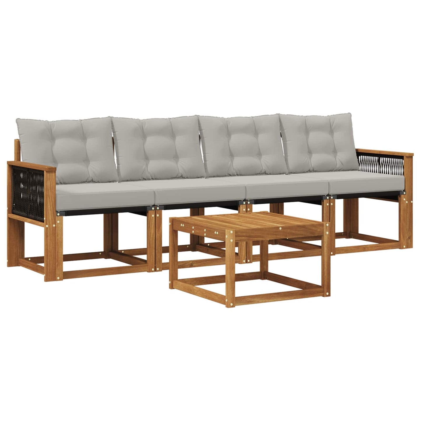 Outdoor-Sofagarnitur mit Kissen 5 pcs Natürlich und Hellgrau