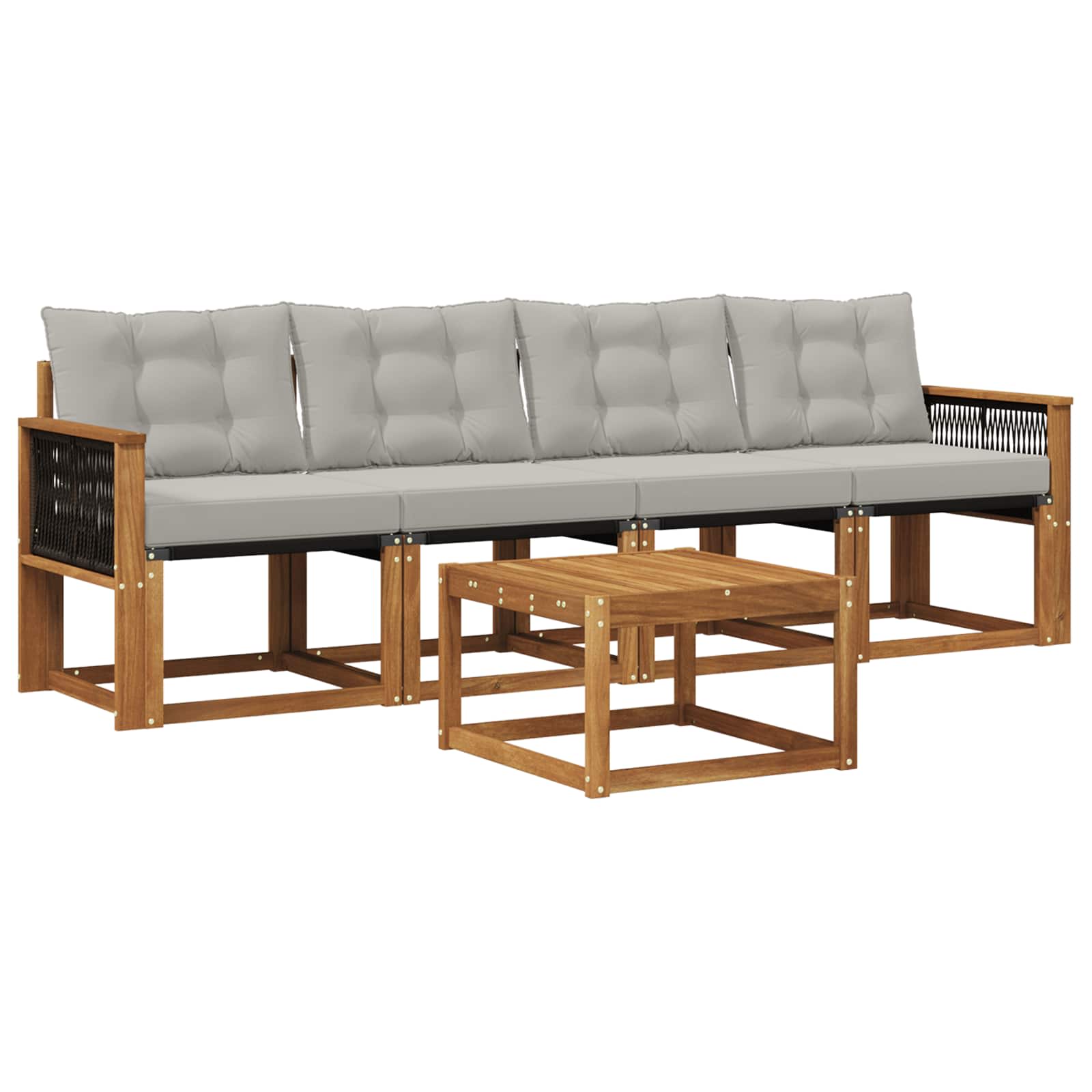 Outdoor-Sofagarnitur mit Kissen 5 pcs Natürlich und Hellgrau