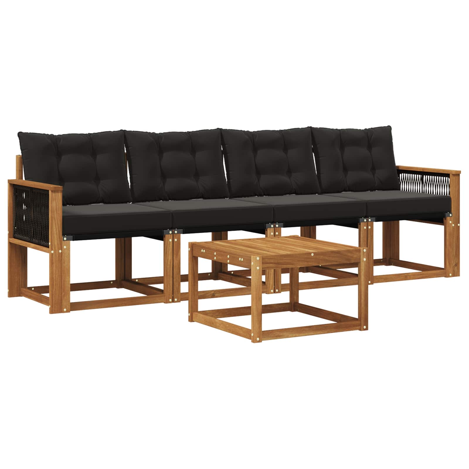 Outdoor-Sofagarnitur mit Kissen 5 pcs Natürlich und Schwarz