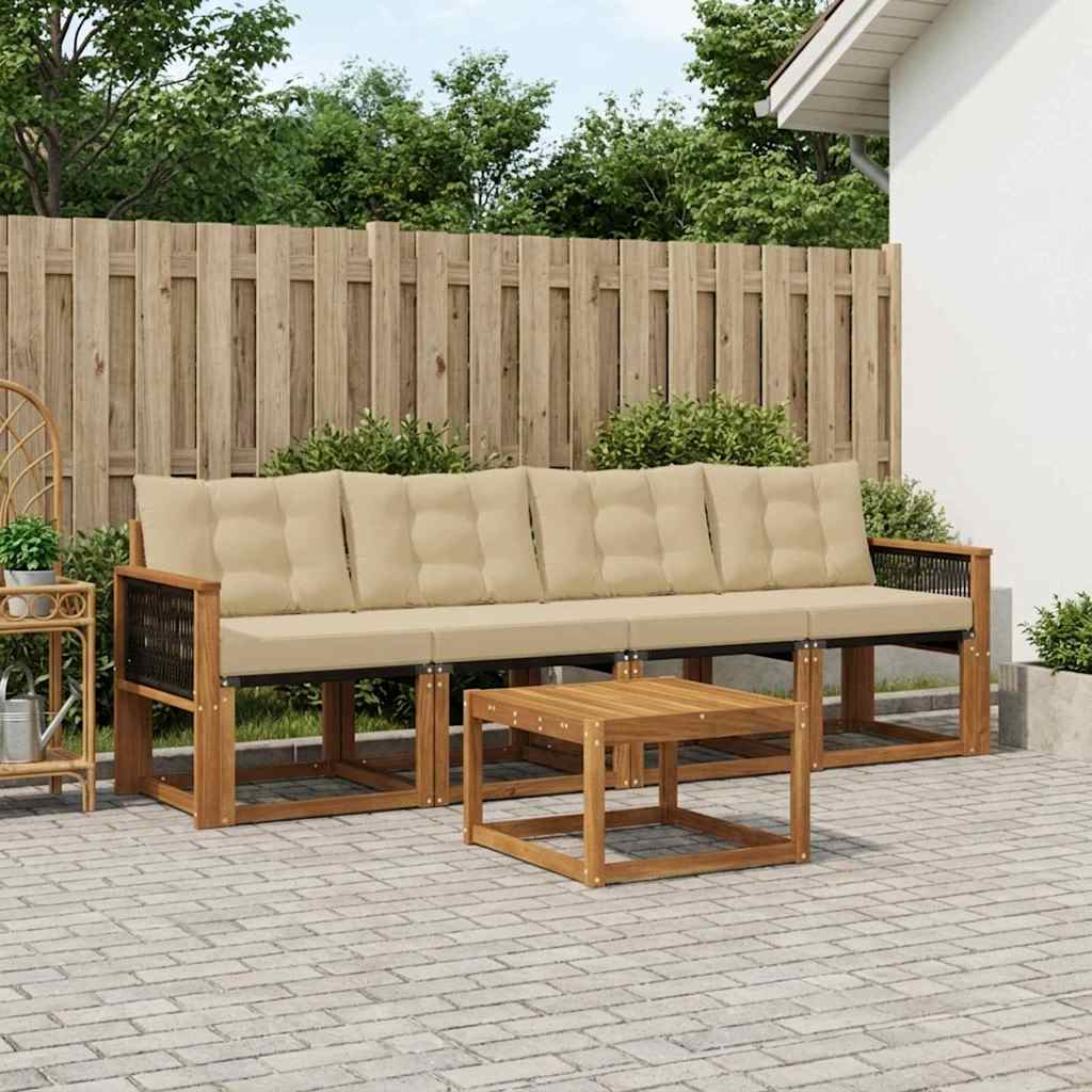 Outdoor-Sofagarnitur 5 stk. Natur und Beige