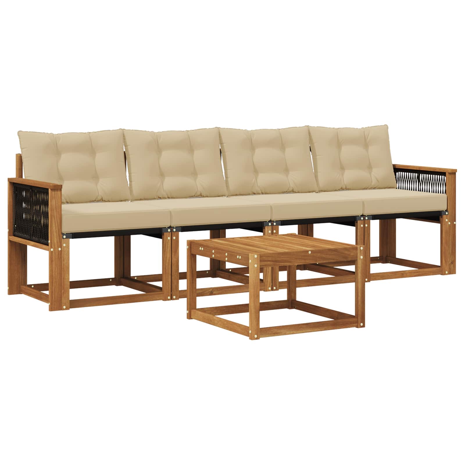 Outdoor-Sofagarnitur 5 stk. Natur und Beige