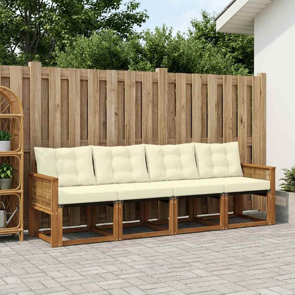 Outdoor-Sofagarnitur 5 stk. Natur und Creme