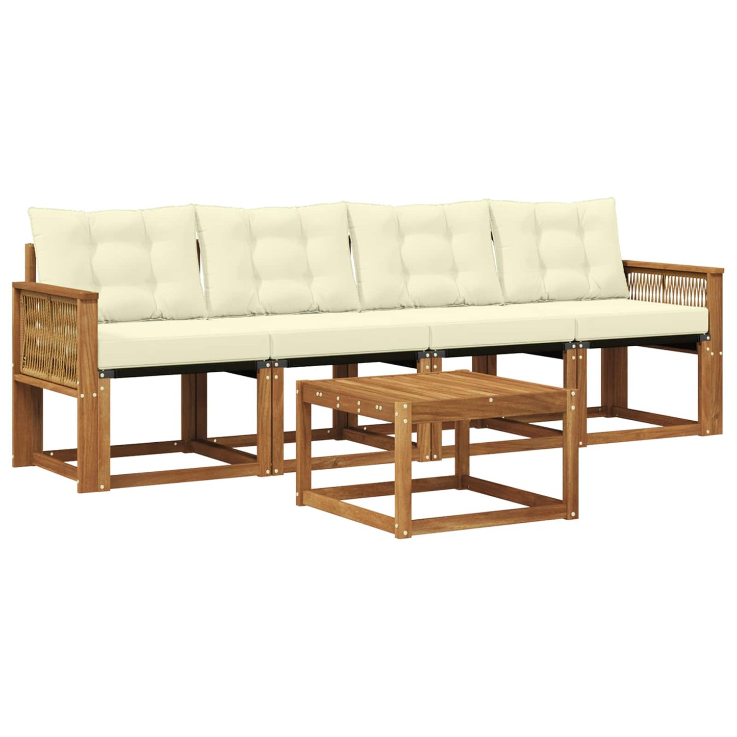 Outdoor-Sofagarnitur 5 stk. Natur und Creme