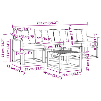 Outdoor-Sofagarnitur 5 stk. Natur und Creme