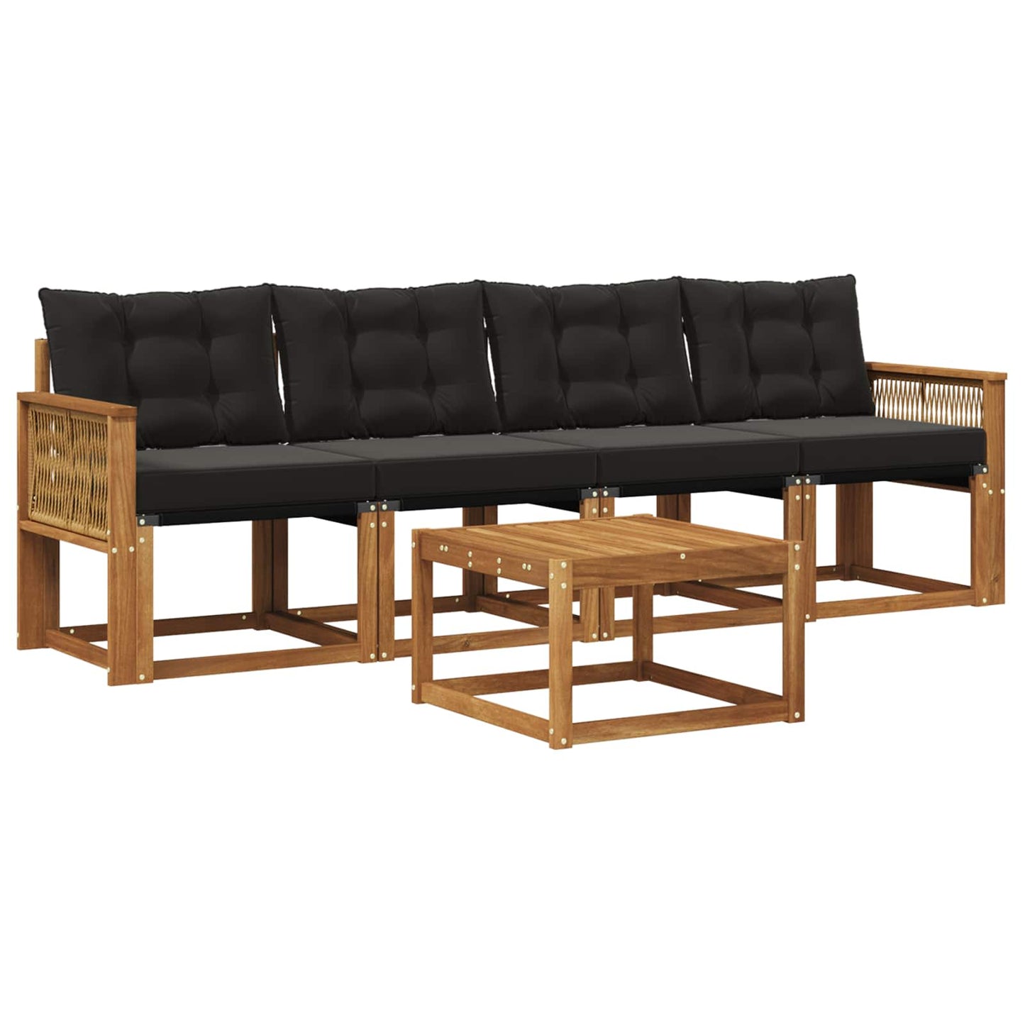 Outdoor-Sofagarnitur mit Kissen 5 pcs Natürlich und Schwarz