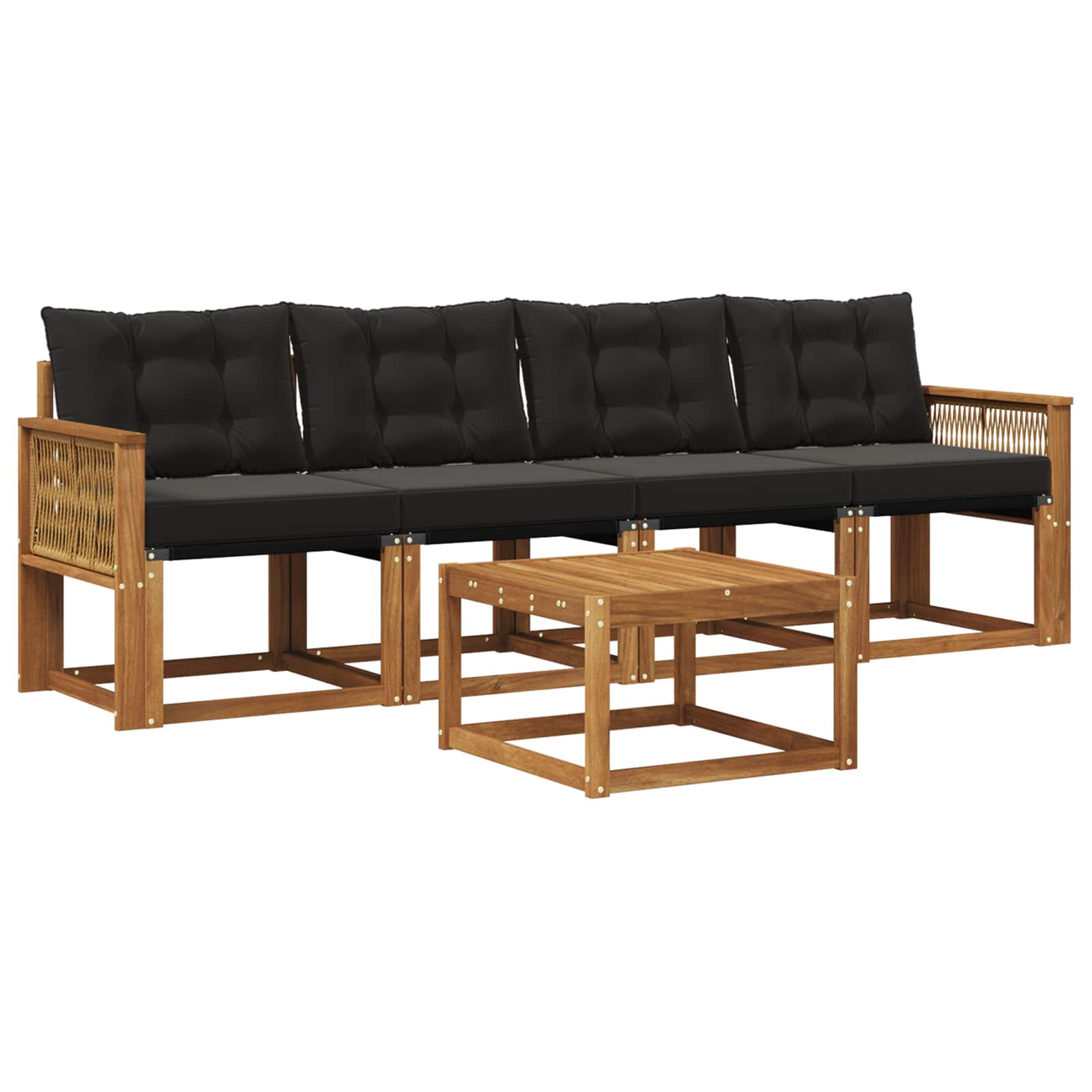 Outdoor-Sofagarnitur mit Kissen 5 pcs Natürlich und Schwarz
