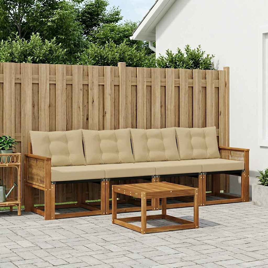 Outdoor-Sofagarnitur 5 stk. Natur und Beige