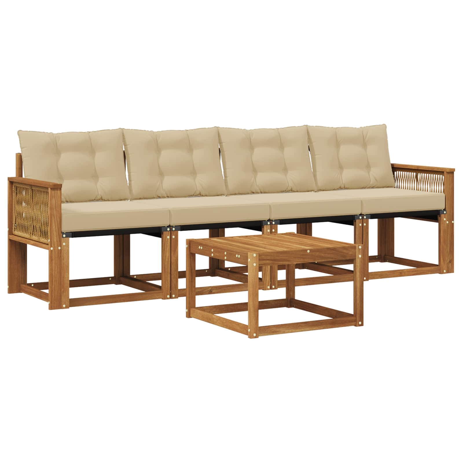 Outdoor-Sofagarnitur 5 stk. Natur und Beige