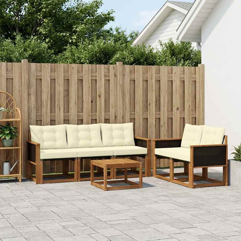 Outdoor-Sofagarnitur 6 stk. Natur und Creme
