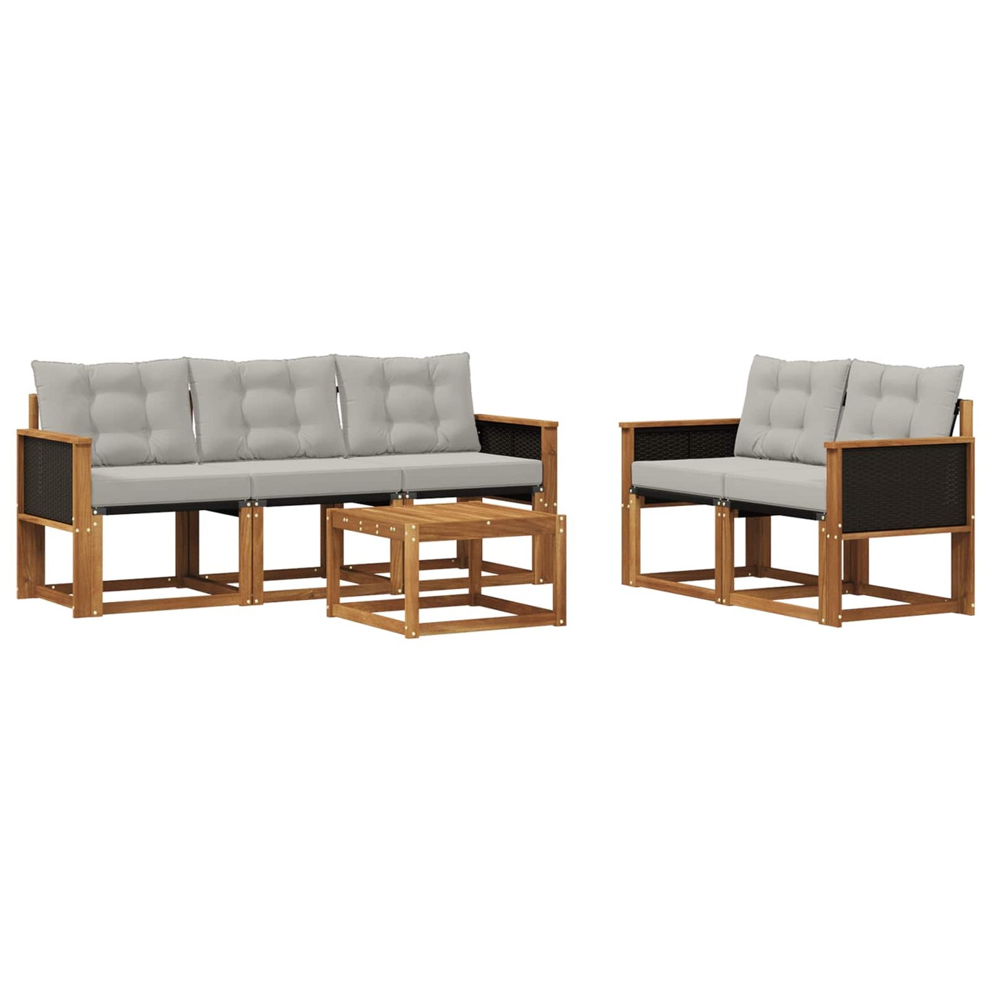 Outdoor-Sofagarnitur mit Kissen 6 pcs Natürlich und Hellgrau