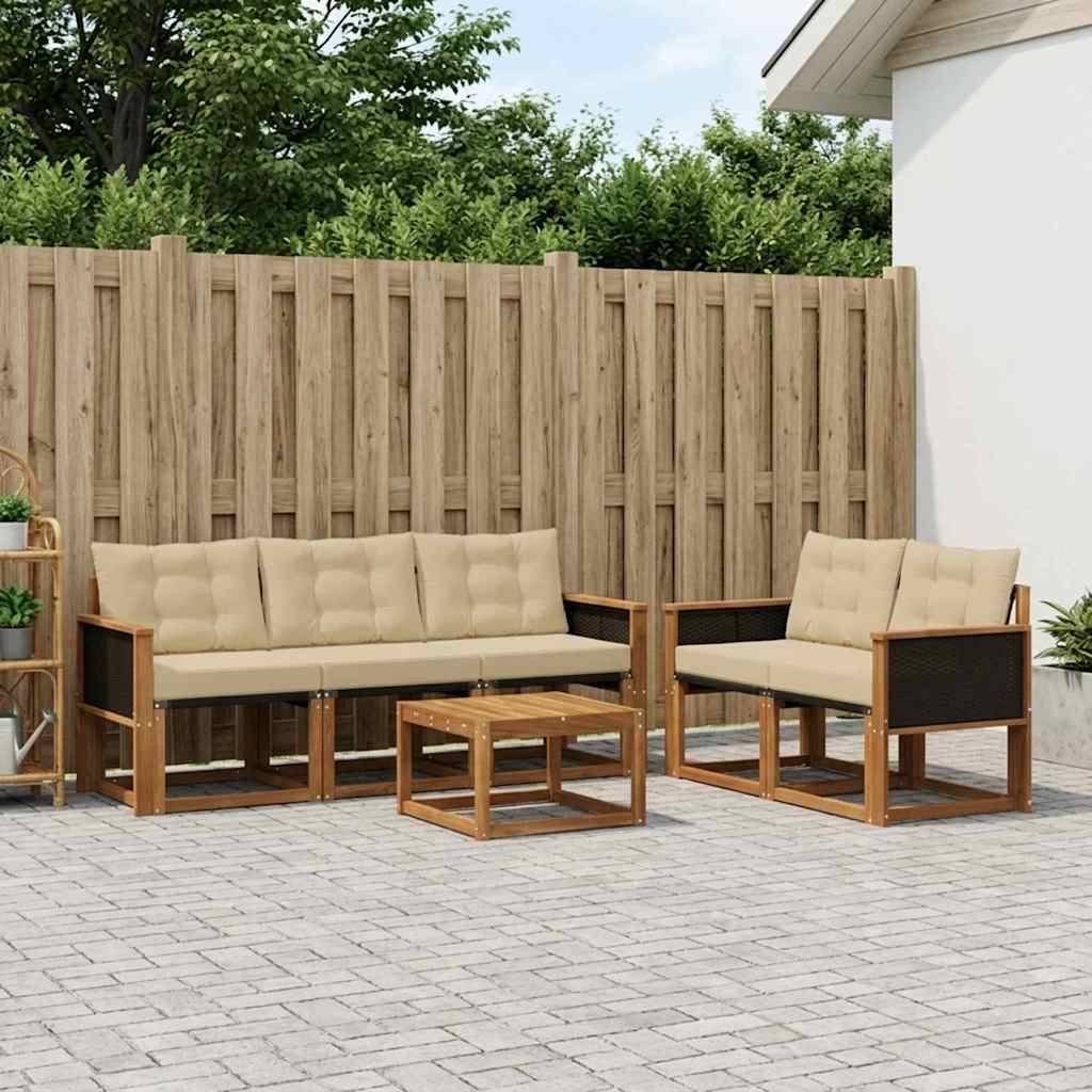 Outdoor-Sofagarnitur 6 stk. Natur und Beige