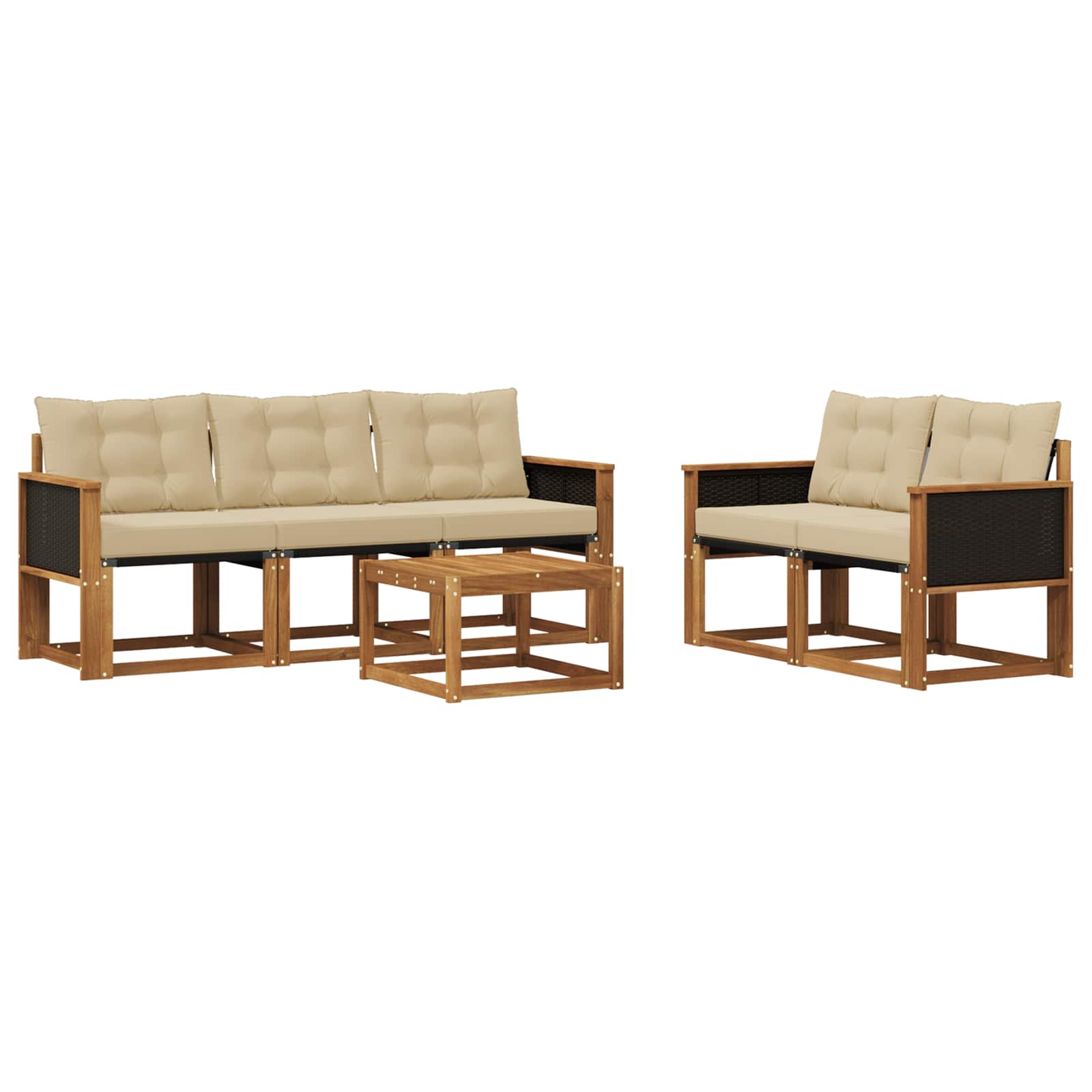Outdoor-Sofagarnitur 6 stk. Natur und Beige