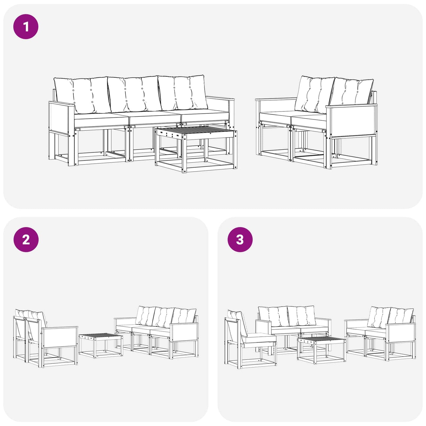 Outdoor-Sofagarnitur 6 stk. Natur und Beige