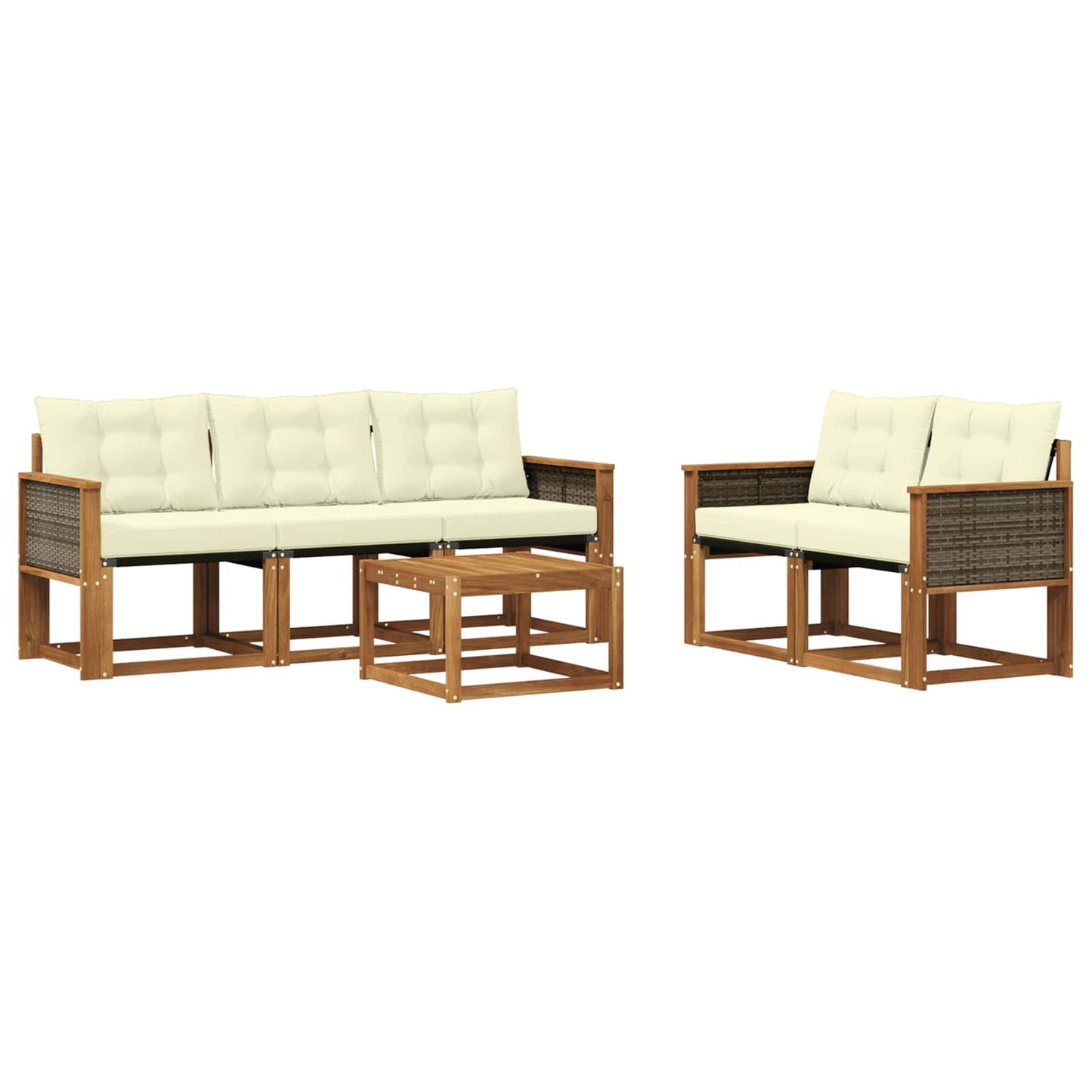 Outdoor-Sofagarnitur mit Kissen 6 pcs Natur und Creme