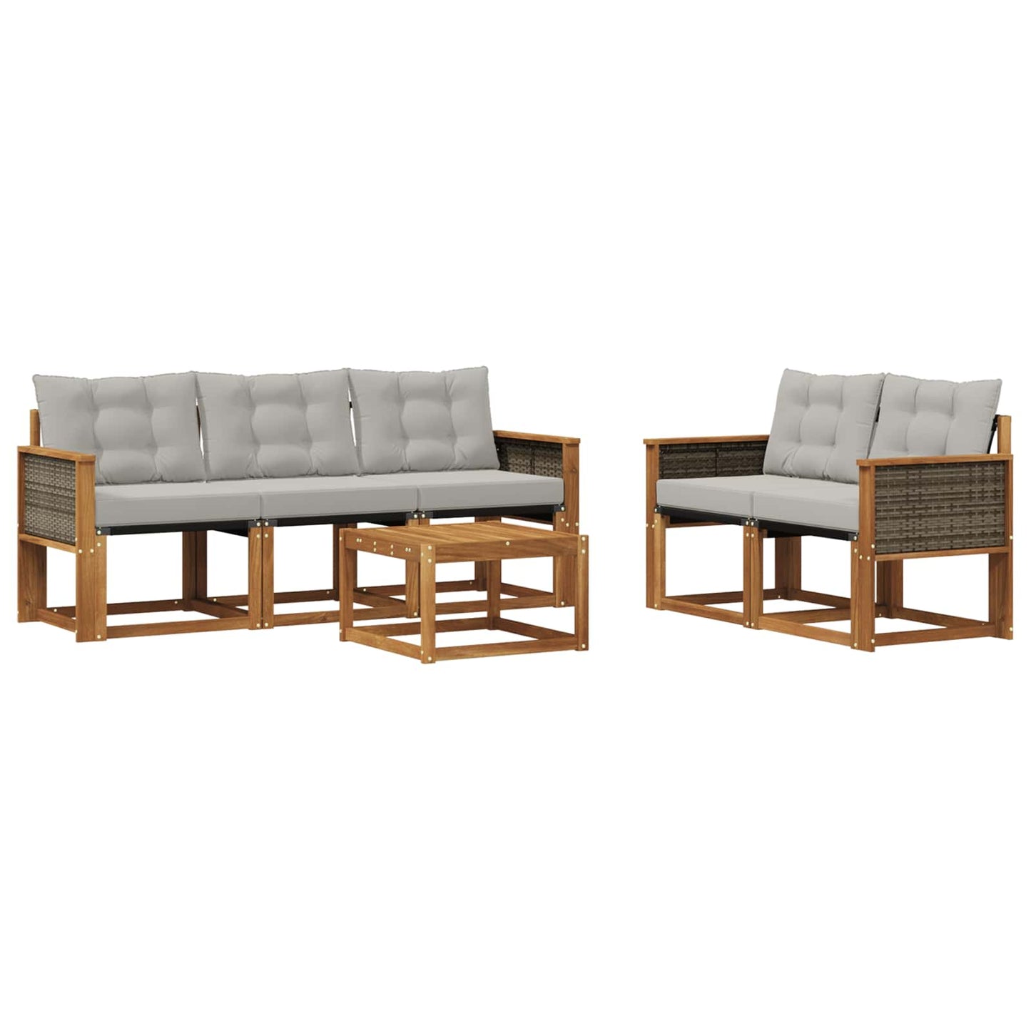 Outdoor-Sofagarnitur mit Kissen 6 pcs Natürlich und Hellgrau