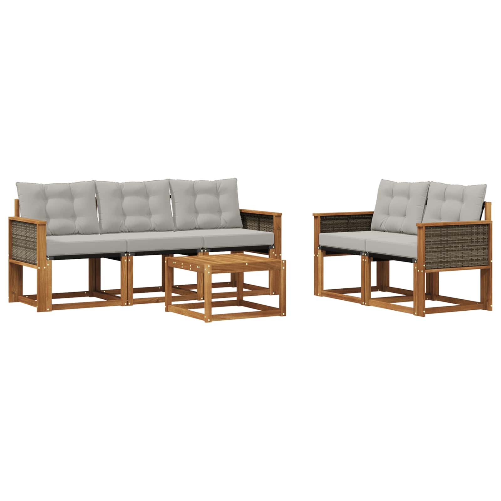 Outdoor-Sofagarnitur mit Kissen 6 pcs Natürlich und Hellgrau