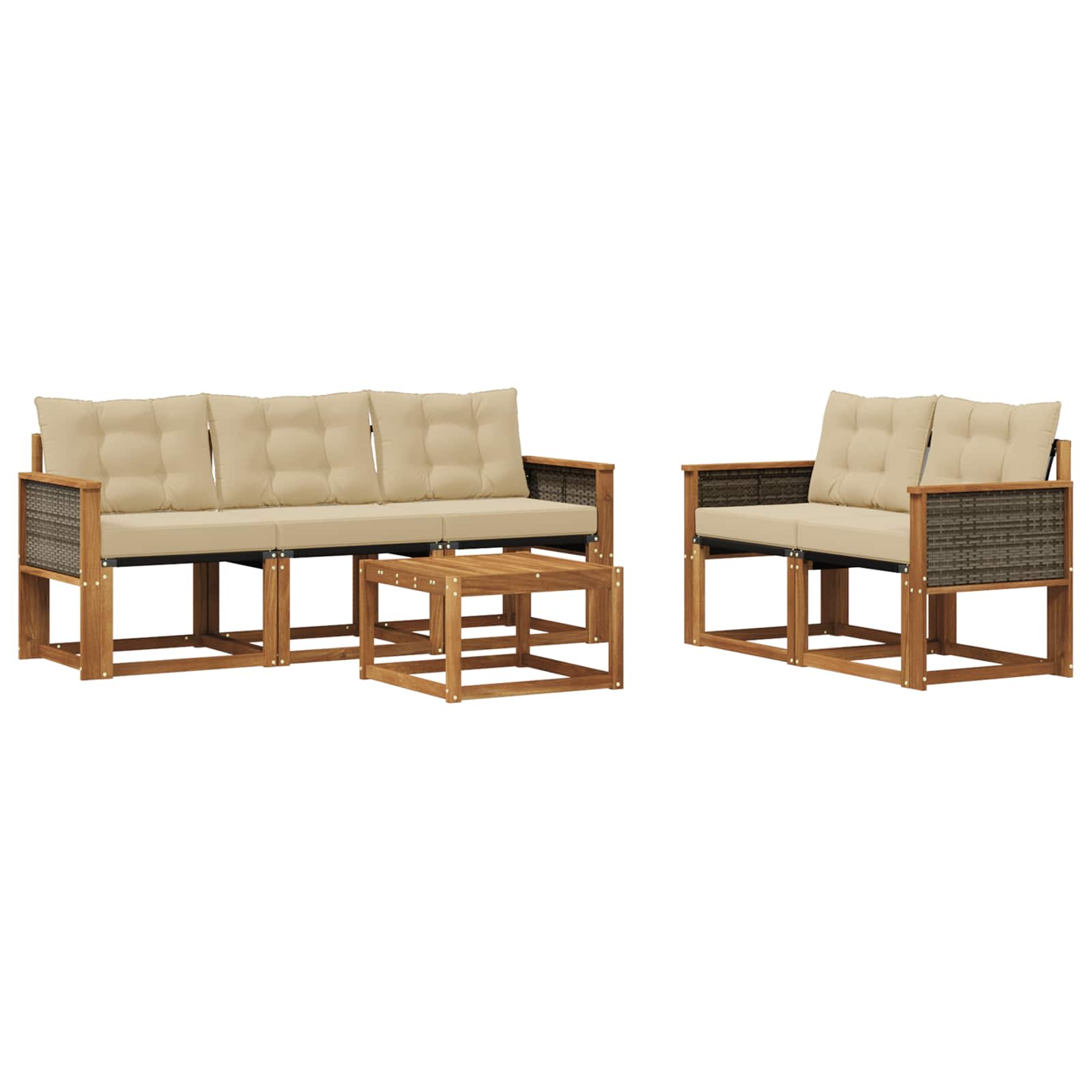Outdoor-Sofagarnitur mit Kissen 6 pcs Natur und Beige