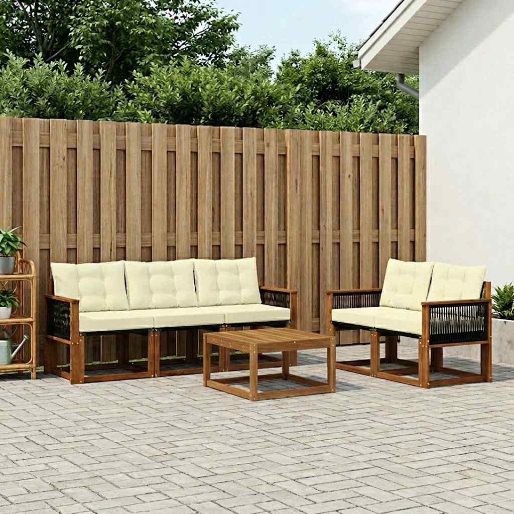 Outdoor-Sofagarnitur 6 stk. Natur und Creme