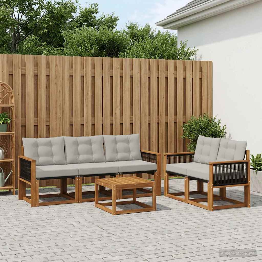 Outdoor-Sofagarnitur mit Kissen 6 pcs Natürlich und Hellgrau